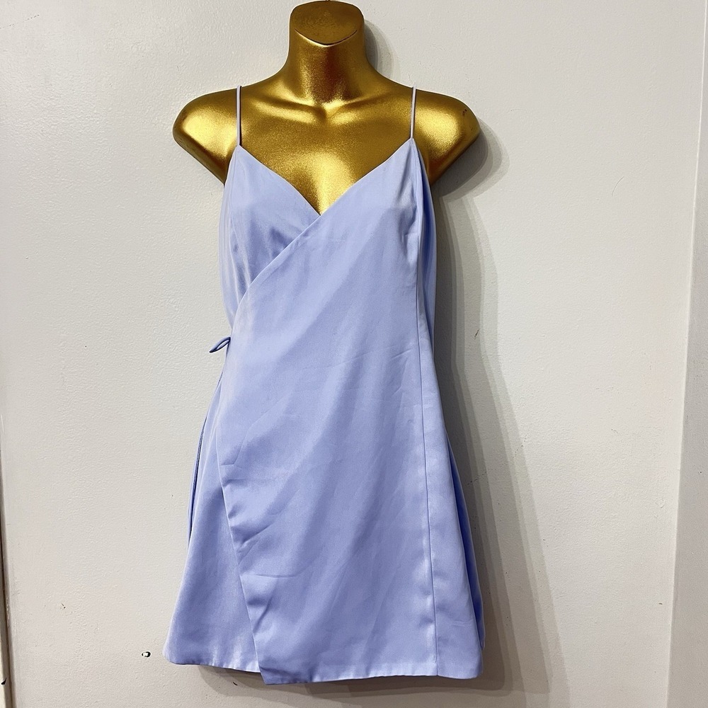 Superdown Blue Wrap Mini Dress Spaghetti Strap Medium - Picture 1 of 6